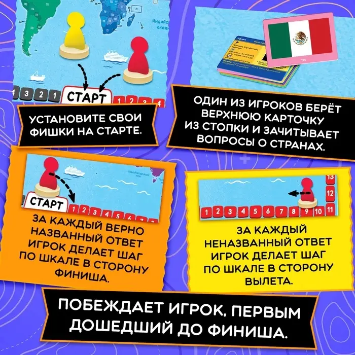 Настольная игра для детей на память &laquo;Путешествие вокруг света&raquo;, от 3 игроков, 12+