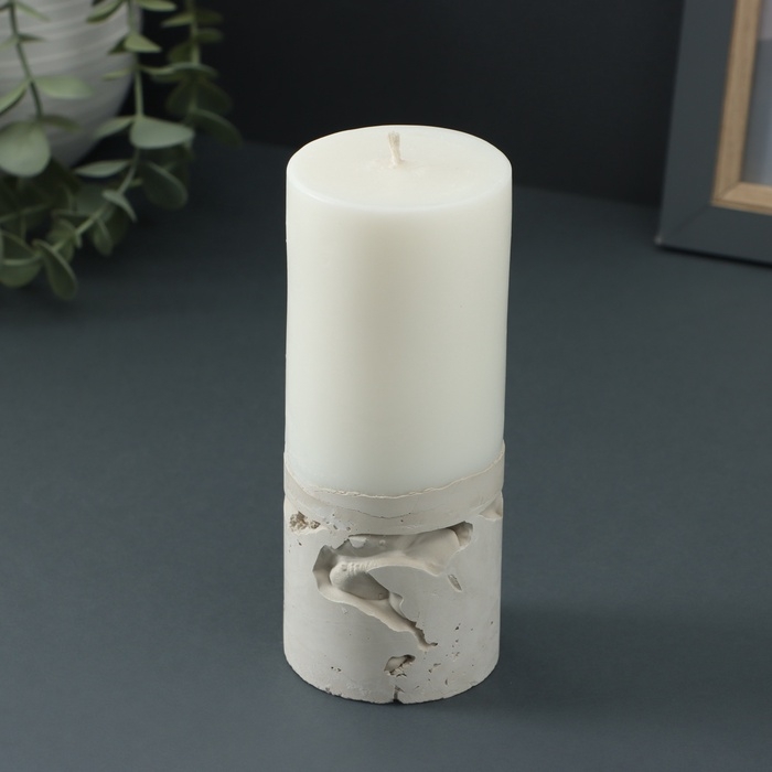 Свеча-цилиндр Свеча-цилиндр "Бетон", 6х15 см, белая