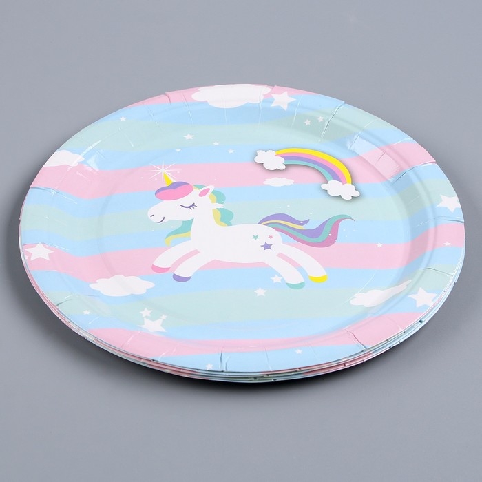 Тарелка бумажная «Радужный единорожка», в наборе 6 шт.