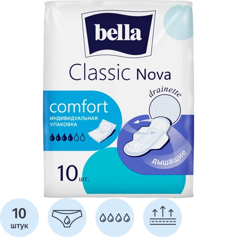 Прокладки женские гигиенические bella Classic Nova Сomfort, 10 шт./уп.
