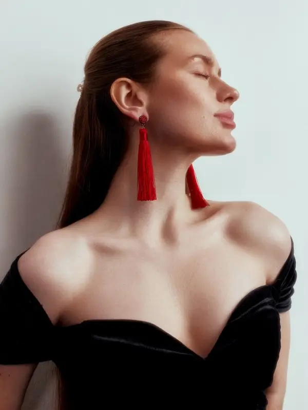 Серьги &laquo;Кисти&raquo;, гармония, красные, L кисти 8.5 см