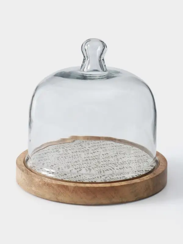 Клош стеклянный, 20&times;20&times;20 см, дерево