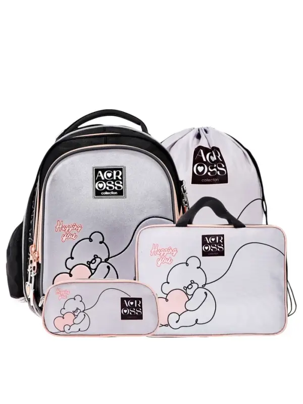 Рюкзак каркасный Across 410 40*33*15 наполн:мешок,пенал, дев, чер/сер 25-410-11 Рюкзак каркасный Across 410 40*33*15 наполн:мешок,пенал, дев, чер/сер 25-410-11