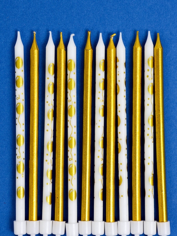 Набор свечей для торта Набор свечей для торта "Воздушные шарики", 12 шт, золотой и белый