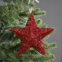 Подвеска световая &laquo;Звезда красная&raquo;, 20&times;20&times;5 см, 10 LED, от батареек AG13&times;3, свечение тёплое белое