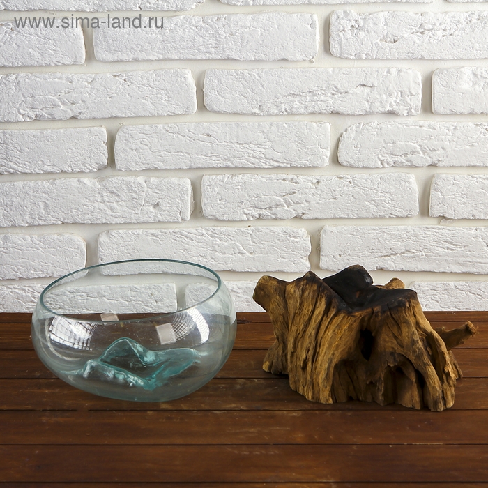 Вазон стекло на дереве  Вазон стекло на дереве "Забота" 20х25х25 см, МИКС