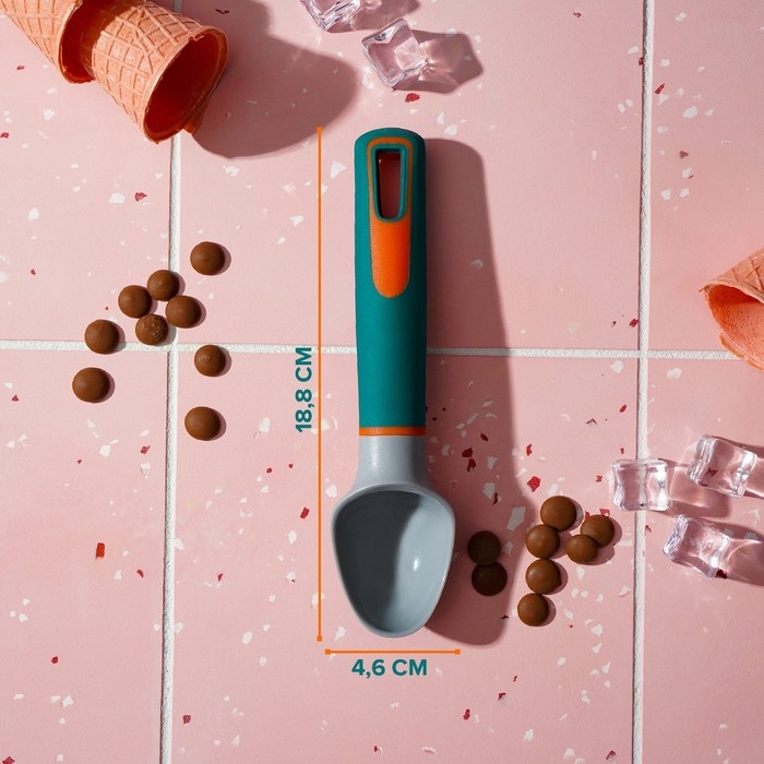 Ложка для мороженого Magistro Coral, 18,8 см, цвет серый Ложка для мороженого Magistro Coral, 18,8 см, цвет серый