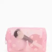 Косметичка дор Горох, сетка 18*7,5*10, отд на молнии, розовый Косметичка дор Горох, сетка 18*7,5*10, отд на молнии, розовый