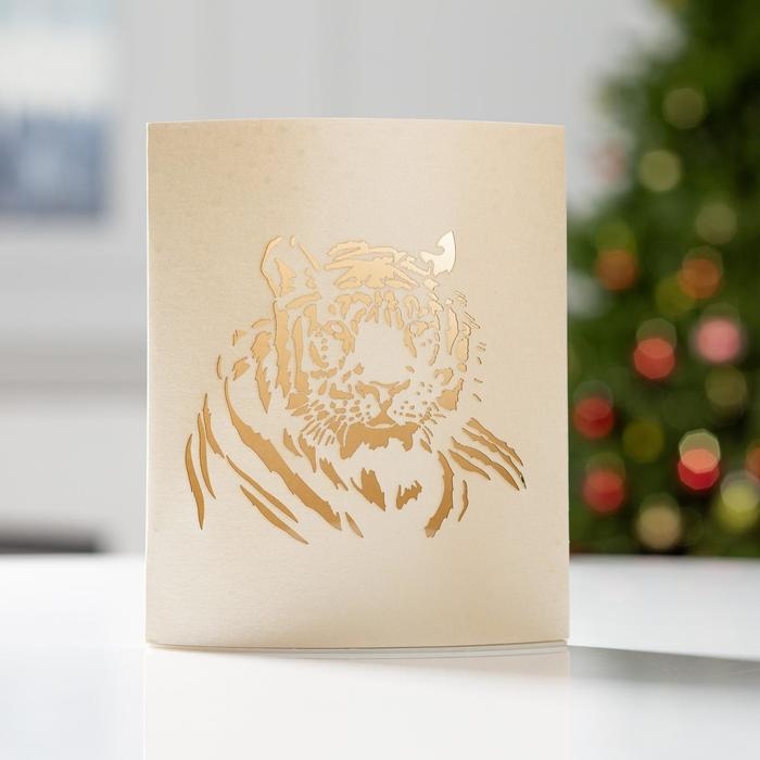 Светодиодная фигура «Тигр» 13 × 16 × 5 см, картон, батарейка ААх2 (не в комплекте), свечение тёплое белое Светодиодная фигура «Тигр» 13 × 16 × 5 см, картон, батарейка ААх2 (не в комплекте), свечение тёплое белое