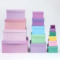 Набор прямоугольных коробок 15 в 1 &laquo;Лаванда&raquo; 47.5&times;36&times;17.5 - 13&times;8&times;4.5 см
