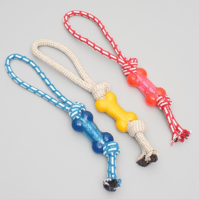 Игрушка канатная с косточкой, 90 г, микс цветов Игрушка канатная с косточкой, 90 г, микс цветов