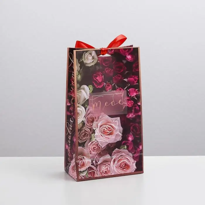 Пакет подарочный с лентой, упаковка, «Счастливых моментов», 13 х 23 х 7 см Пакет подарочный с лентой, упаковка, «Счастливых моментов», 13 х 23 х 7 см