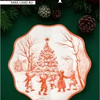 Тарелка обеденная цветок "Новогодние забавы" 25х2 см Тарелка обеденная цветок "Новогодние забавы" 25х2 см