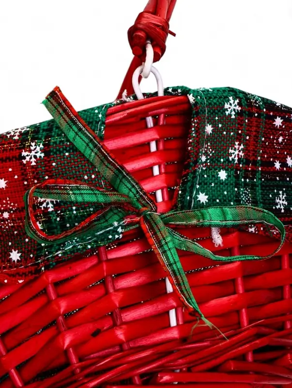 Корзина плетеная 32 х 32 х 14 см, ручка h=14 см красный НГ ткань Корзина плетеная 32 х 32 х 14 см, ручка h=14 см красный НГ ткань