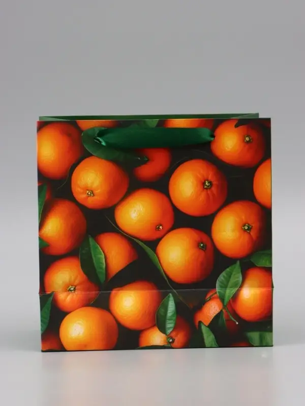 Пакет подарочный &laquo;С Новым годом&raquo;, мандарины, 22&times;22&times;11 см