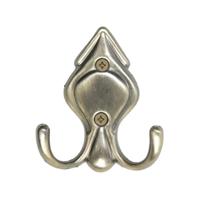 Крючок мебельный ТУНДРА TKd=025, двухрожковый, бронза