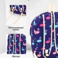 Рюкзак школьный &laquo;Фламинго&raquo;, с пеналом, 29&times;12&times;41 см, фиолетовый