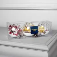 Набор ёлочных шаров &laquo;Мишура звёзды&raquo;, 3 шт., d=8 см, 5 LED, от батареек, свечение белое