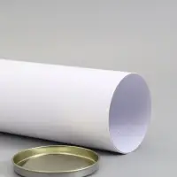 Тубус 92&times;260 мм (240 мм внутр. высота) под футболку, картон, белая, металлическая крышка