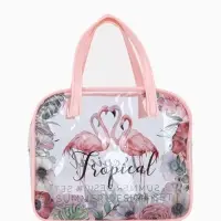 Косметичка на молнии для бассейна, большая, с ручками, с принтом Tropical, розовый