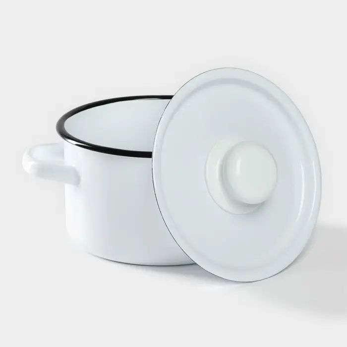 Кастрюля эмалированная, 1.5 л, d=15 см, цилиндрическая, цвет МИКС