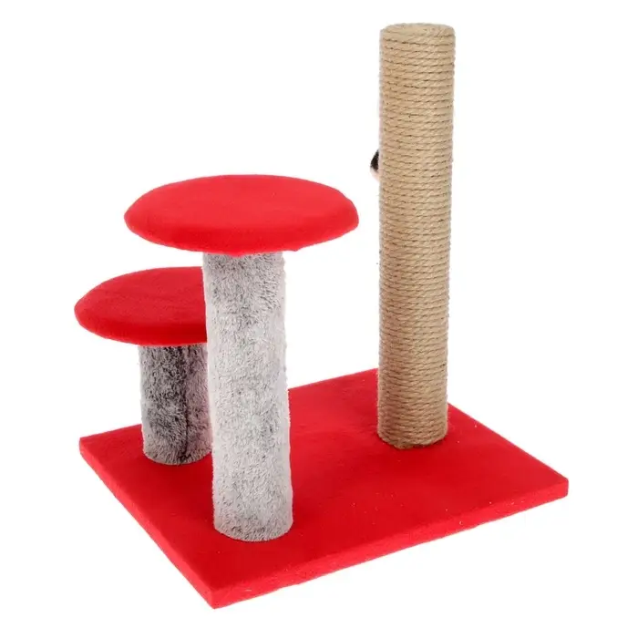 Когтеточка &laquo;Столбик&raquo;, 43&times;36&times;31 см, с двумя грибами, джут, МИКС