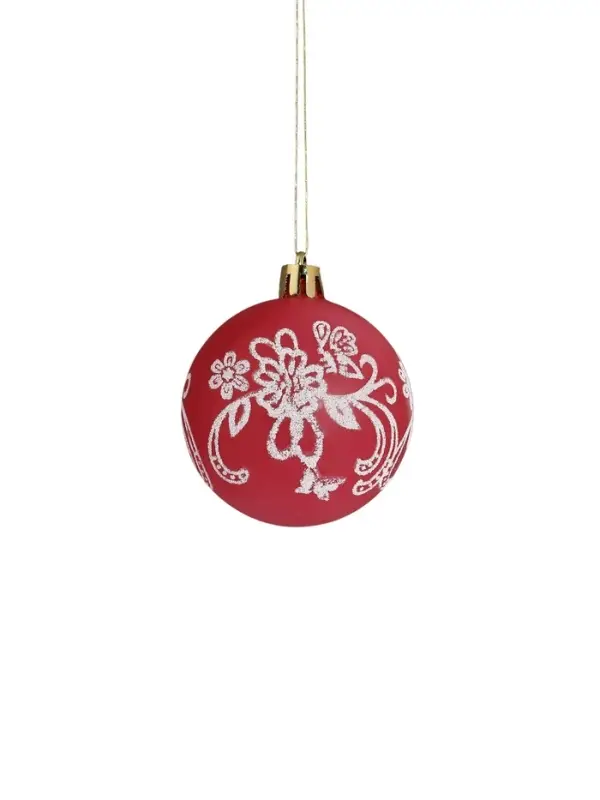 Ёлочные игрушки &laquo;Ажур&raquo;, шары новогодние, d=5.5 см, набор 9 шт., красный/бежевый