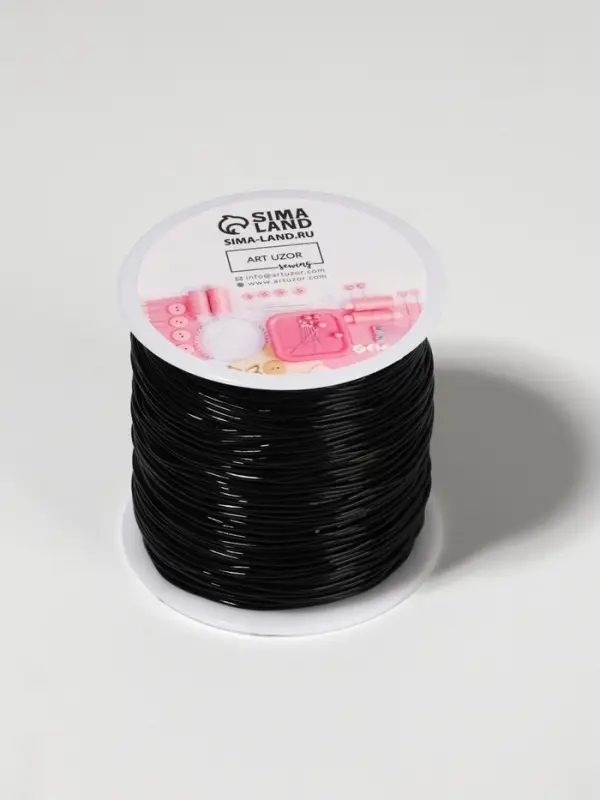 Нить для плетения, эластичная, 100&plusmn;1 м, d=1 мм, чёрная