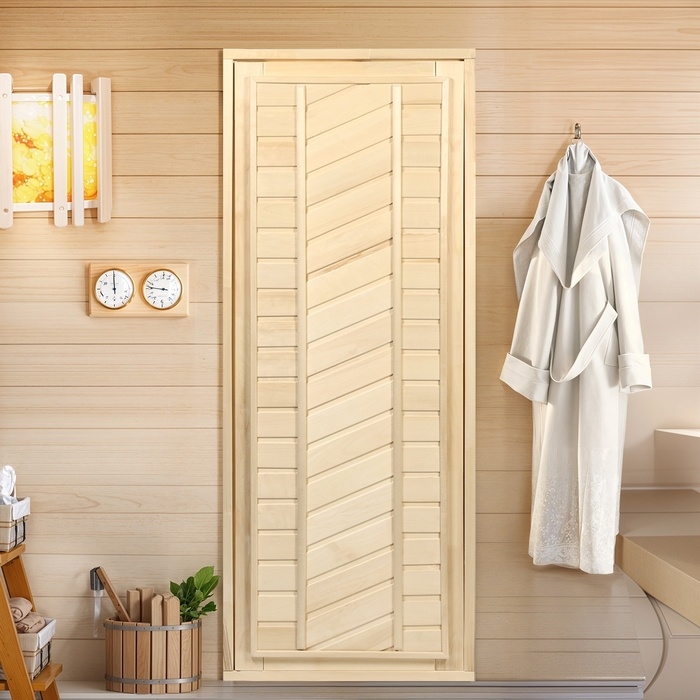 Дверь для бани и сауны, размер коробки 180х70 см, универсальная, липа Дверь для бани и сауны, размер коробки 180х70 см, универсальная, липа