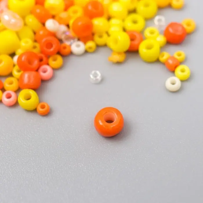 Бисер стекло 6/0 - 15/0  Бисер стекло 6/0 - 15/0 "Ассорти цитрус" d=1,5-4 мм, н-р 10гр