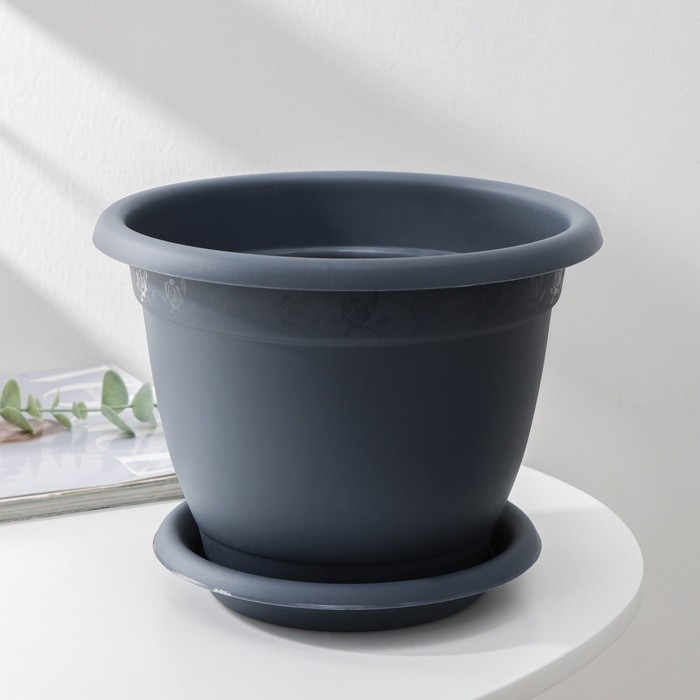 Горшок для цветов с поддоном Aphrodite, 2,9 л, d=21 см, h=16,5 см, серый Горшок для цветов с поддоном Aphrodite, 2,9 л, d=21 см, h=16,5 см, серый