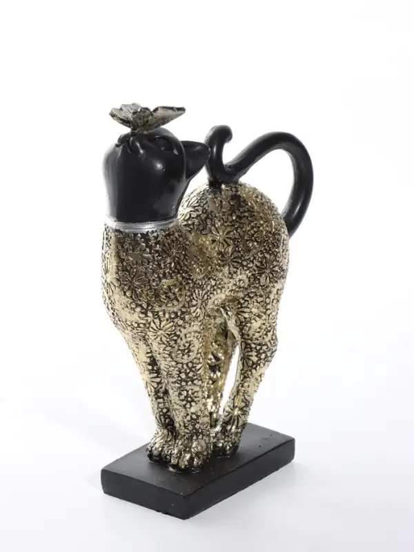 Фигурка полистоун &laquo;Чёрная кошка с бабочкой на носу&raquo;, 16&times;6&times;21.5 см