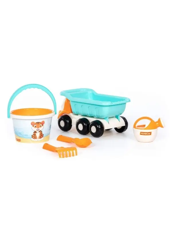 Набор игрушек для песочницы &laquo;Сафари&raquo;, 6 предметов: самосвал, ведро, ситечко, совок, грабельки, лейка, МИКС