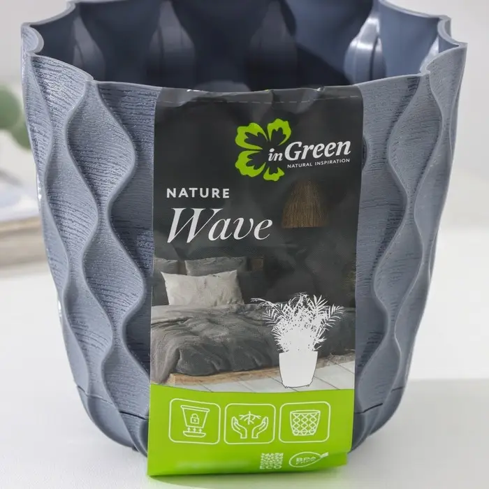 Горшок для цветов с поддоном «Wave», 0,65 л, d=11,5 см, серый Горшок для цветов с поддоном «Wave», 0,65 л, d=11,5 см, серый