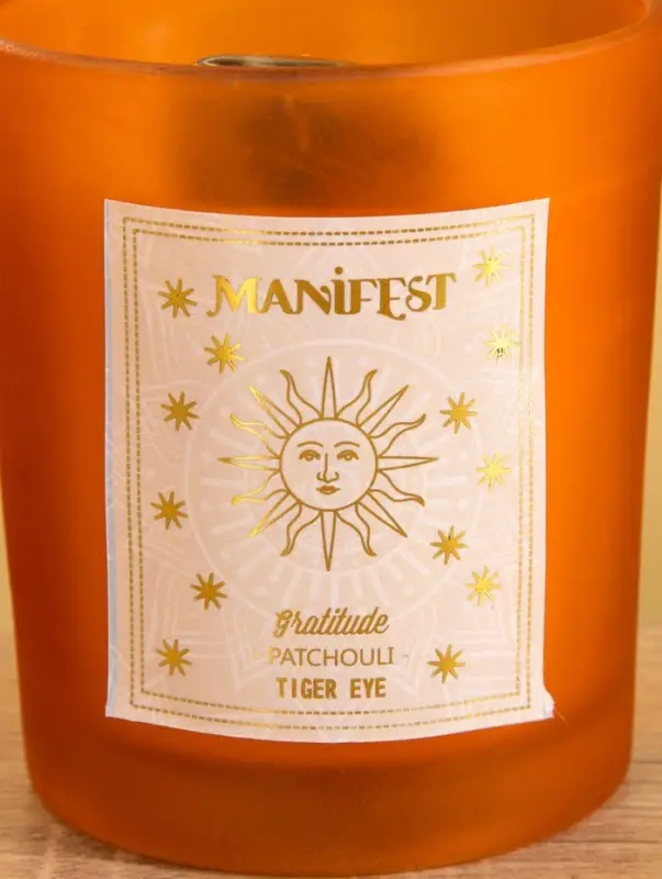 Свеча в стекле с камнем Manifest пачули 200 гр соевый воск Свеча в стекле с камнем Manifest пачули 200 гр соевый воск