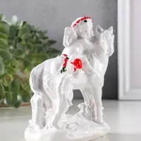Фигурка гипс &laquo;Ангел на лошади и рядом&raquo;, 13.5&times;10&times;6.5 см, белый