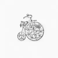 Брошь &laquo;Велосипед&raquo;, ретро, белая в серебре