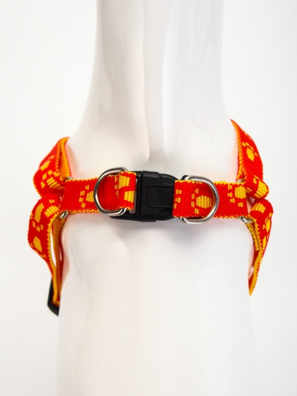 Комплект Комплект "Большая лапа", ширина 1,5 см, поводок 120 см, шлейка 28-42 см, оранжево-жёлтый