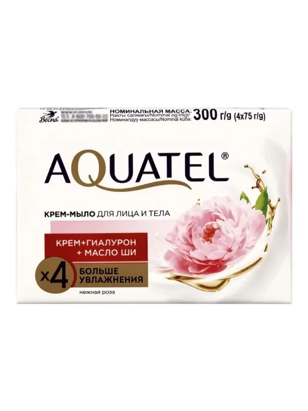Крем-мыло твердое Aquatel нежная роза, 4&times;75 г, 300 г