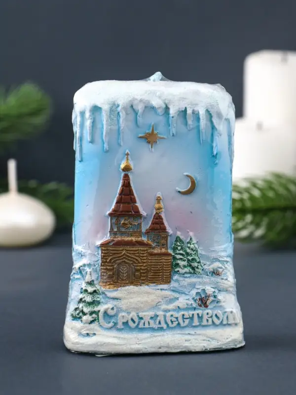 Свеча фигурная "Ледяная" 7х3,5х10,5 см, цв. голубой