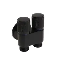 Кран двойной ZEIN engr, 1/2" &times; 1/2", два вентиля, кран-букса керамика, нерж. сталь, черный