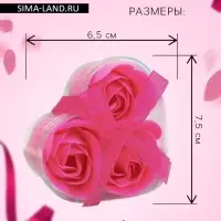 Мыльные розочки, фуксия, набор 3 шт., в коробке