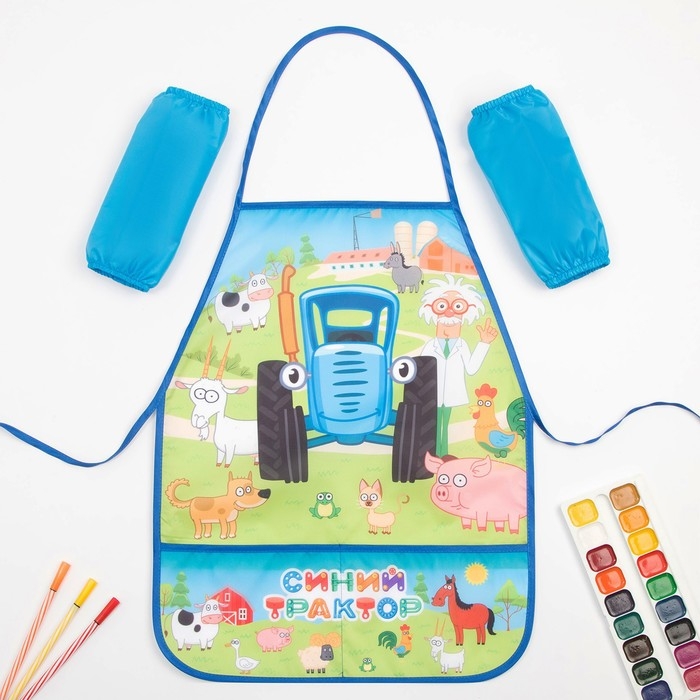 Фартук с нарукавниками Синий трактор «Веселая ферма», 49х39 см Фартук с нарукавниками Синий трактор «Веселая ферма», 49х39 см
