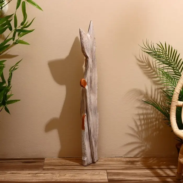 Сувенир дерево "Кошка с мозаичными вставками" серая 80х13х7 см