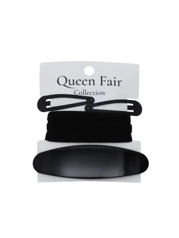 Набор для волос QF &laquo;Авиталь&raquo;, 3 резинки 6 см, заколка - автомат 9 см, 2 заколки 4.5 см, чёрный