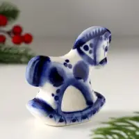 Сувенир Конь качалка, 7х7см, гжель