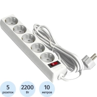 Сетевой фильтр ExeGate SP-5-10W 5р/10м, 10А/2,2кВт, белый(EX279182RUS)