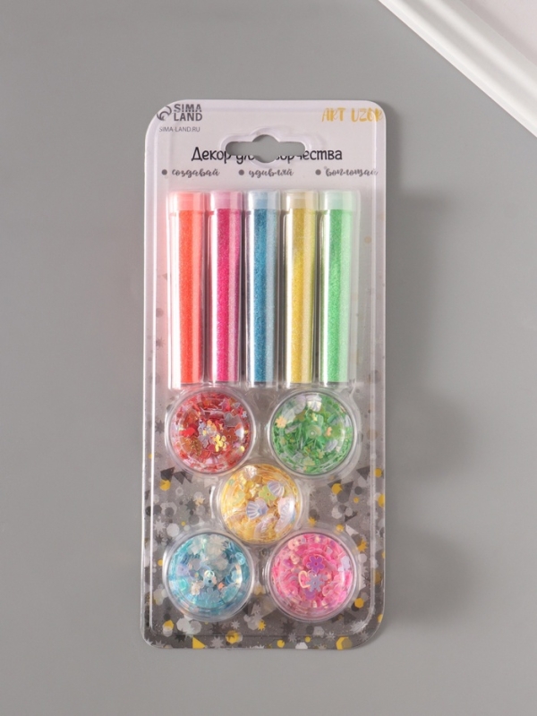 Глиттер Глиттер "Пудра и пайетки" неон набор 5х6 гр и 5х5 гр 21,4х9,3 см