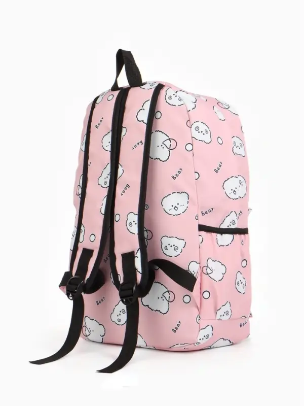 Рюкзак школьный &laquo;Мишки&raquo; для девочки, с пеналом, 3 кармана, 28&times;12&times;43 см, розовый
