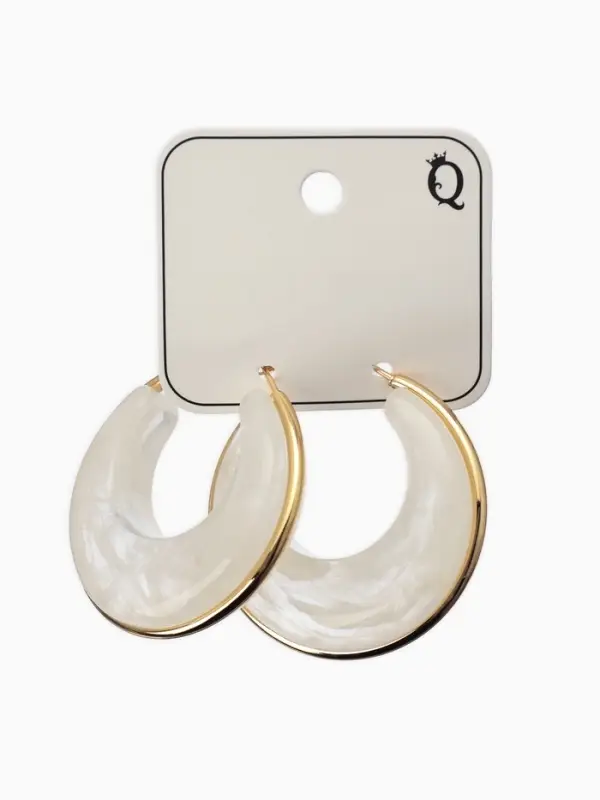 Серьги-кольца акрил Серьги-кольца акрил "Тренд", цвет молочный в золоте